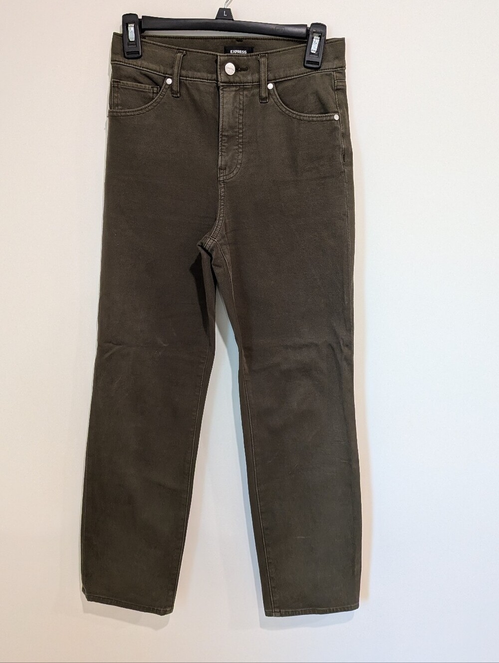 Express Straight Leg Jeans in Olive Green (Size 2/s) Casual Denim Neutral
